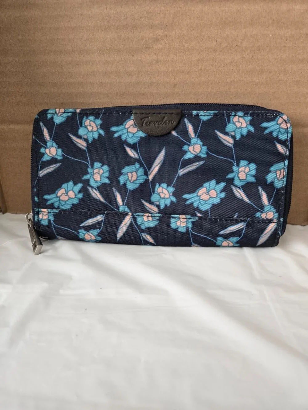Travelon Navy Floral Zip Around Wallet Organizer